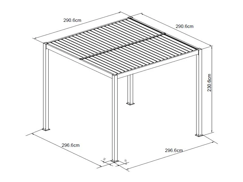 Bioklimatische Pergola Pavillon San Pablo Alu+, 3x3m, Weiß - Image 5