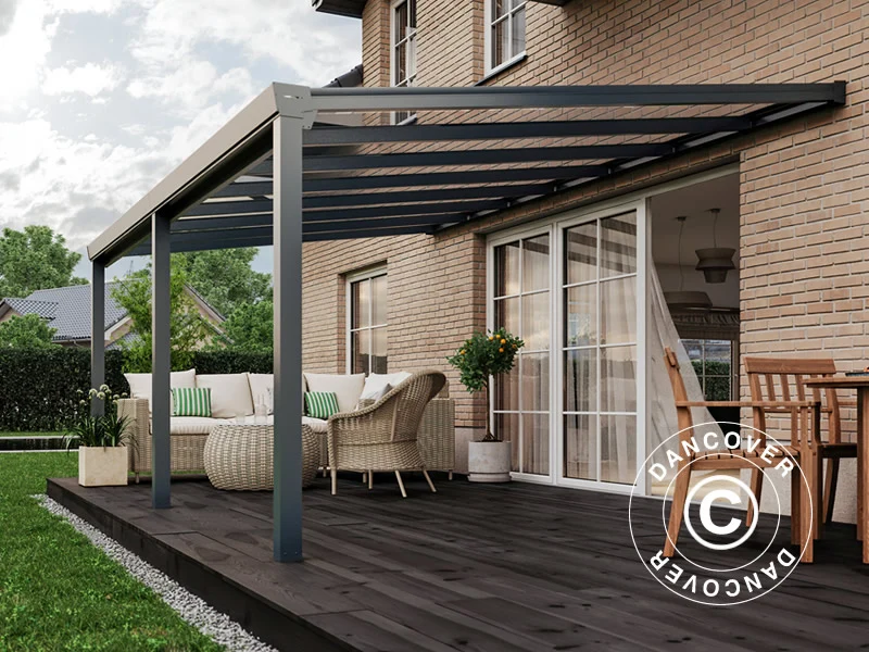 Terrassenüberdachung Easy aus Glas, 3x3m, Anthrazit – Bild 4